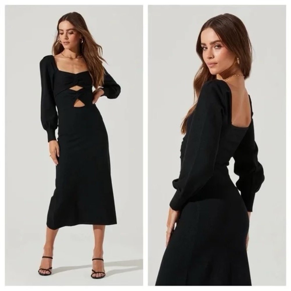 ASTR • Long Sleeve Cutout Midi‎ Dress